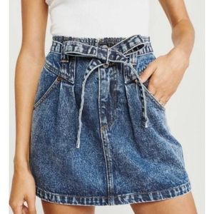 Abercrombie and Fitch Wrapped Belt Stone Wash Jean Skirt 32|14 NEW